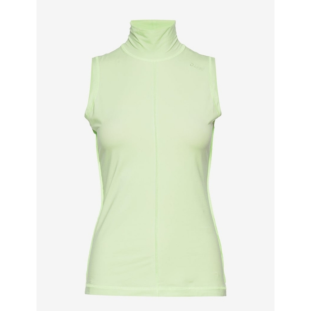NWT Ganni Patina Green Sleeveless Mock Neck Tank Top Women's Size Small